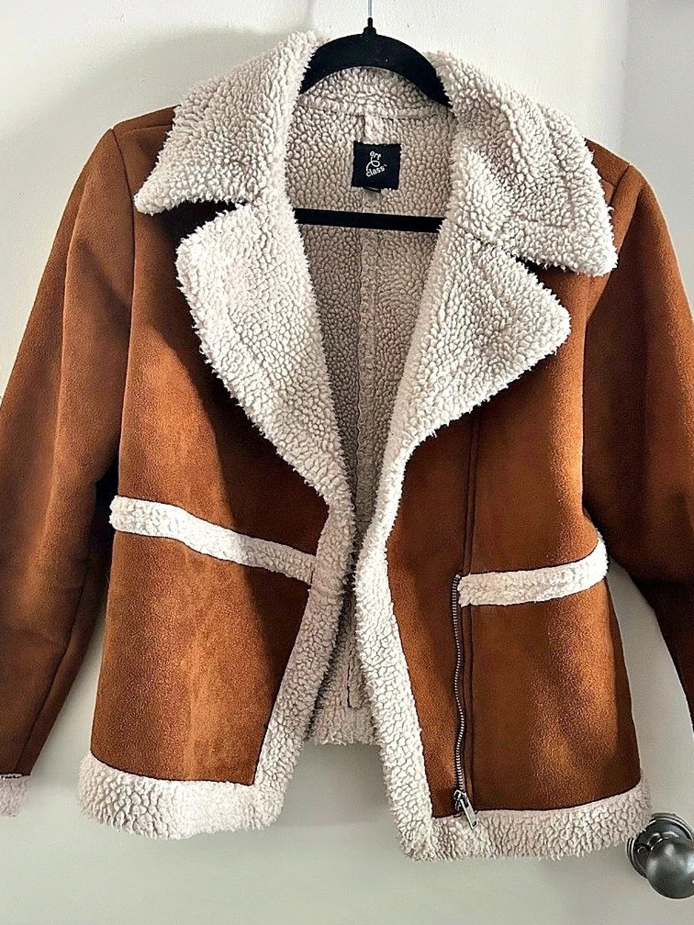 art class Sherpa-Lined Jacket in Brown & Cream Size XL Like New
